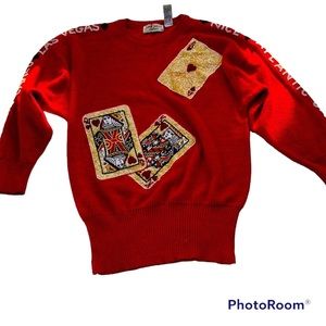 VTG 80s Bonnie Boerer Casino Las Vegas Atlantic City Poker Sweater